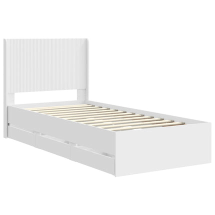 Sengestel med opbevaring og hovedgærde Hvid 90 x 190 cm