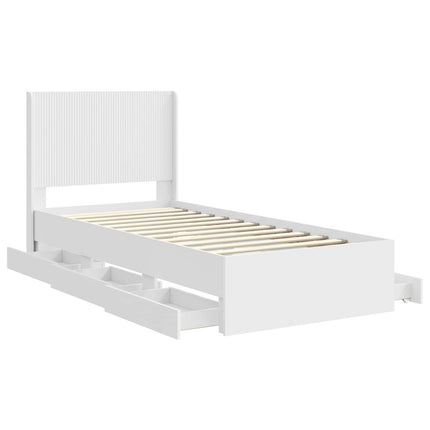 Sengestel med opbevaring og hovedgærde Hvid 75 x 190 cm