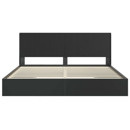 Sengestel med opbevaring og hovedgærde Sort 200 x 200 cm
