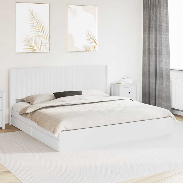 Sengestel med opbevaring og hovedgærde Hvid 180 x 200 cm