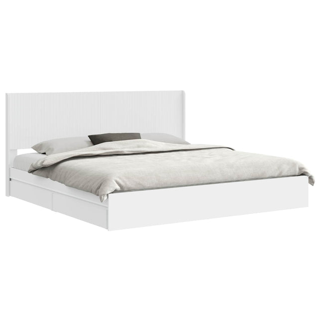 Sengestel med opbevaring og hovedgærde Hvid 180 x 200 cm