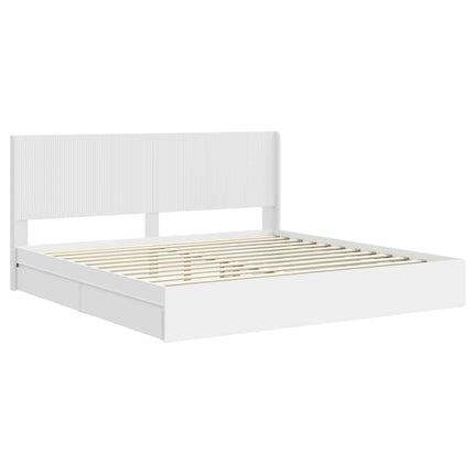 Sengestel med opbevaring og hovedgærde Hvid 180 x 200 cm