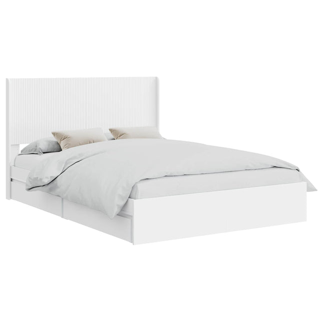 Sengestel med opbevaring og hovedgærde Hvid 160 x 200 cm