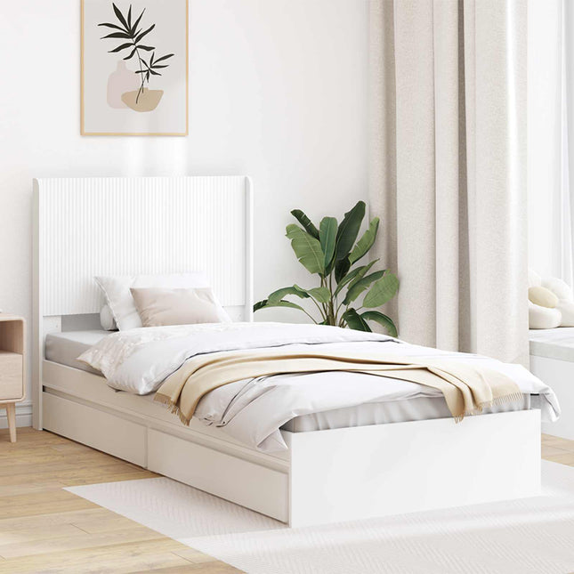 Sengestel med opbevaring og hovedgærde Hvid 75 x 190 cm