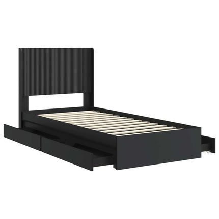 Sengestel med opbevaring og hovedgærde Sort 75 x 190 cm
