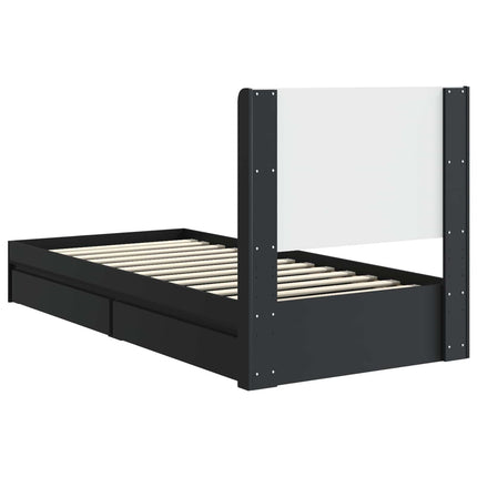 Sengestel med opbevaring og hovedgærde Sort 75 x 190 cm