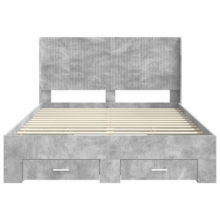 Sengestel med opbevaring og hovedgærde Betongrå 140 x 200 cm