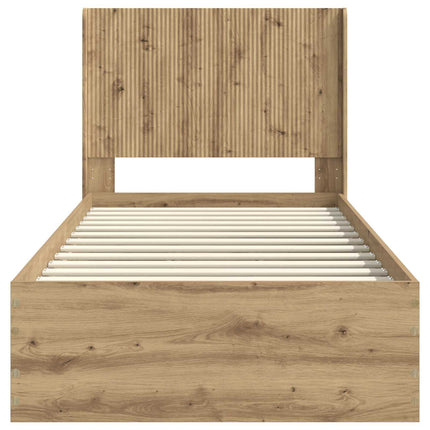 Sengestel med opbevaring og hovedgærde Artisan-eg 100 x 200 cm