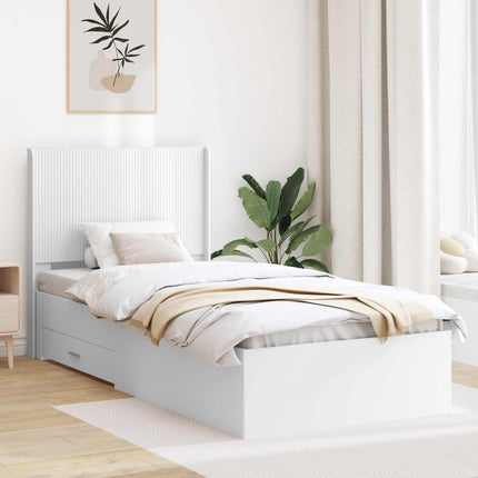 Sengestel med opbevaring og hovedgærde Hvid 90 x 190 cm