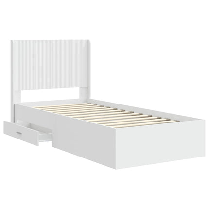Sengestel med opbevaring og hovedgærde Hvid 90 x 190 cm