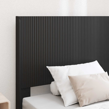 Sengestel med opbevaring og hovedgærde Sort 75 x 190 cm