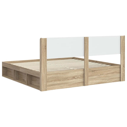 Sengestel med opbevaring og hovedgærde Sonoma-eg 180 x 200 cm