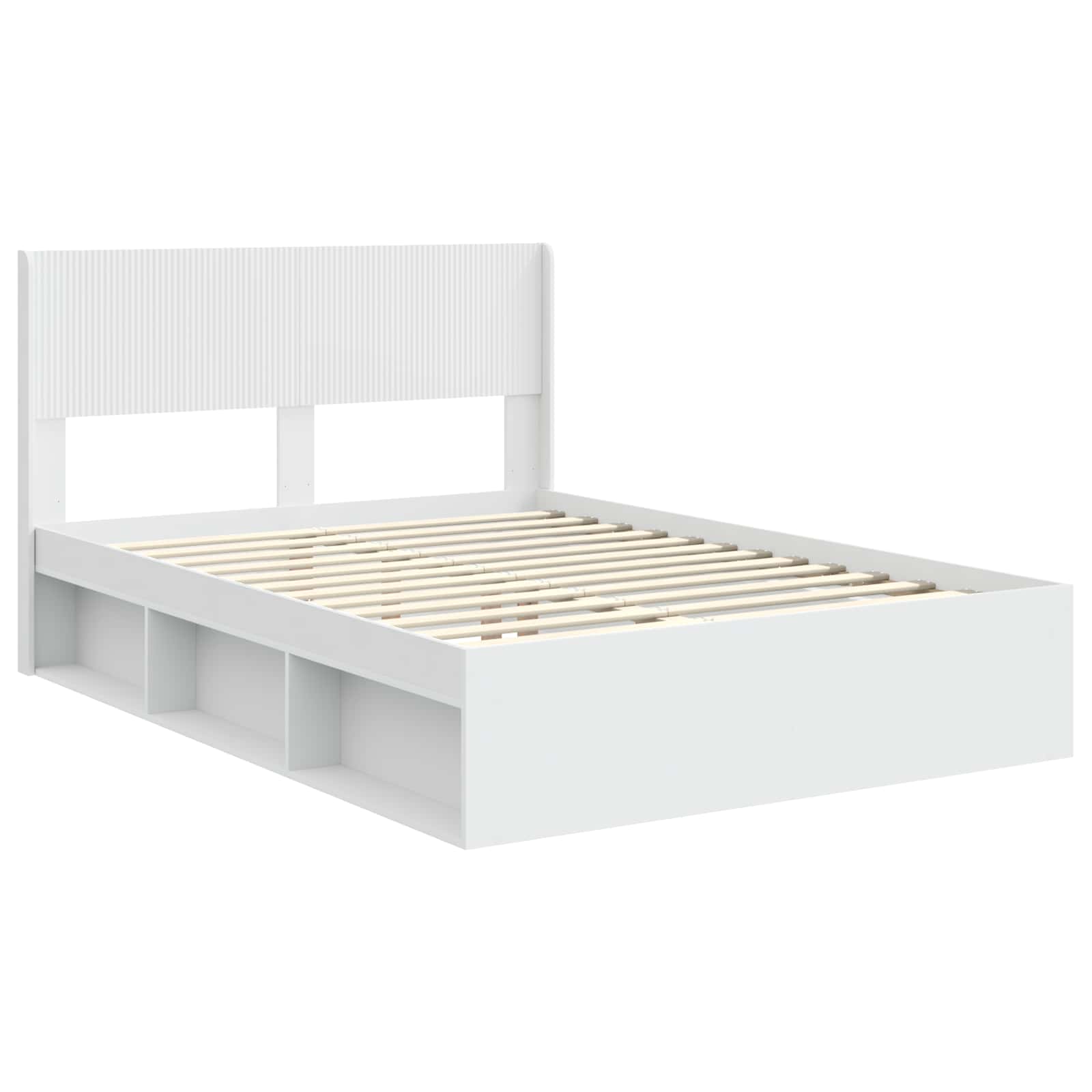 Sengestel med opbevaring og hovedgærde Hvid 140 x 200 cm