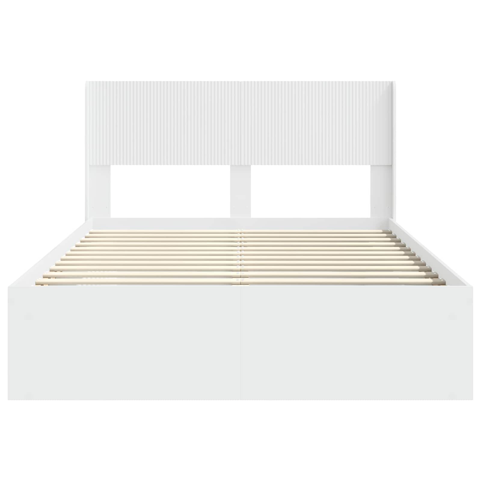 Sengestel med opbevaring og hovedgærde Hvid 140 x 190 cm