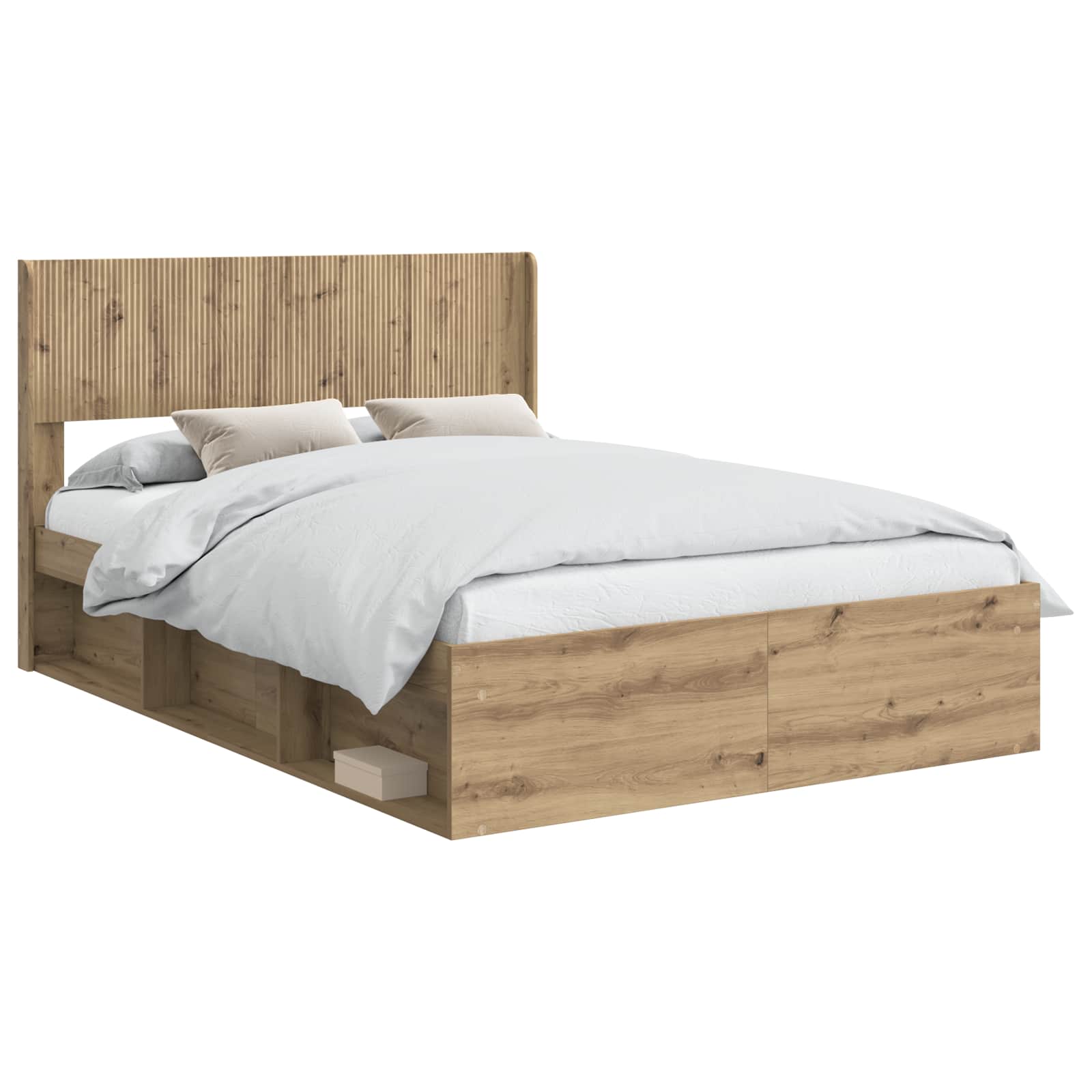 Sengestel med opbevaring og hovedgærde Artisan-eg 140 x 190 cm