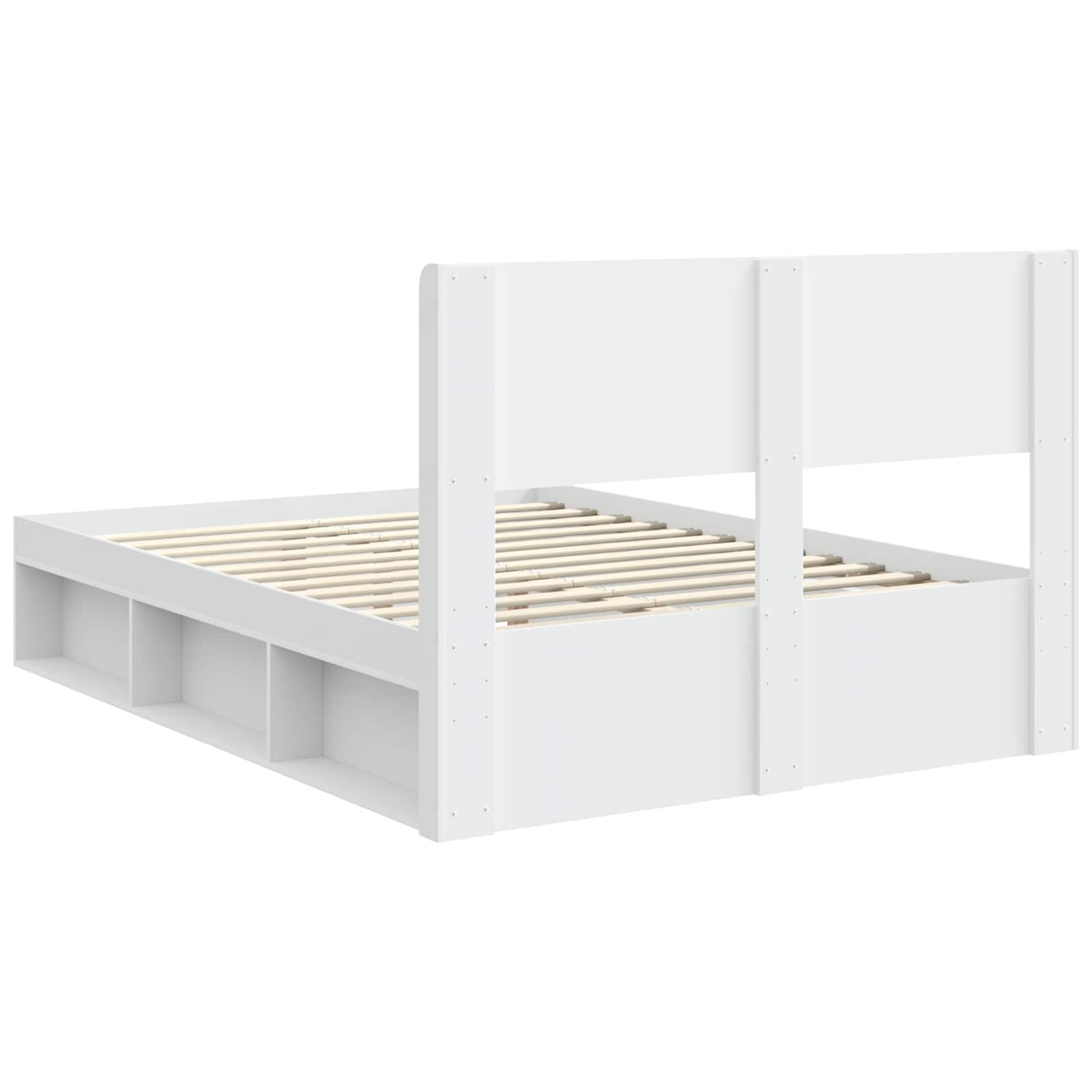 Sengestel med opbevaring og hovedgærde Hvid 120 x 200 cm