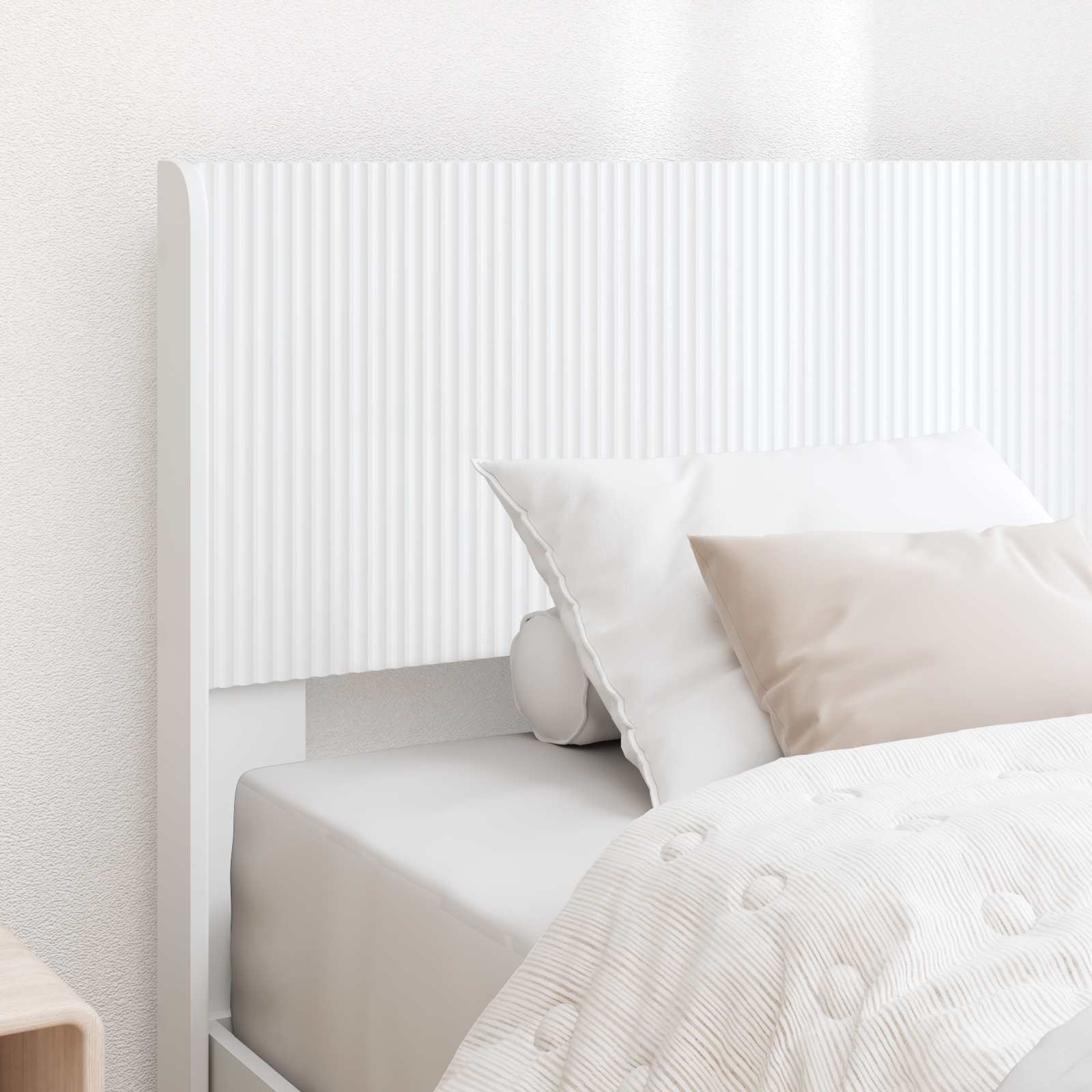 Sengestel med opbevaring og hovedgærde Hvid 90 x 200 cm