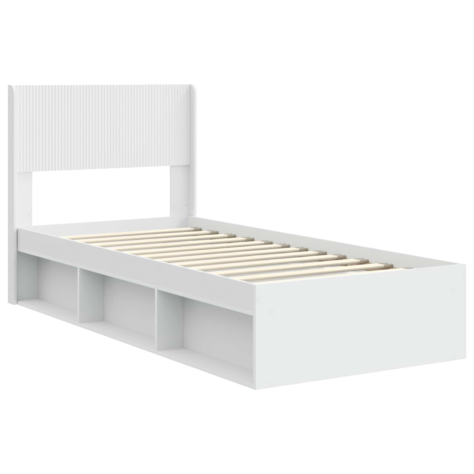 Sengestel med opbevaring og hovedgærde Hvid 90 x 200 cm