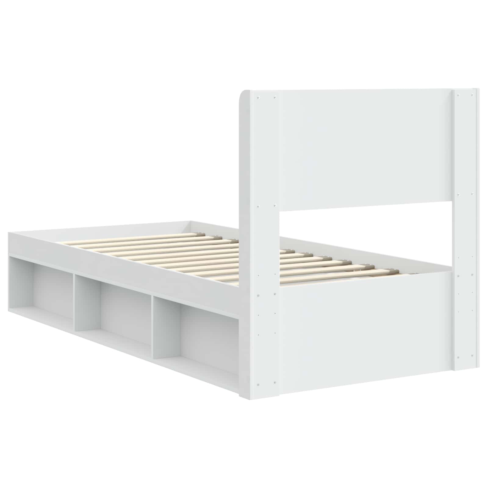 Sengestel med opbevaring og hovedgærde Hvid 90 x 200 cm
