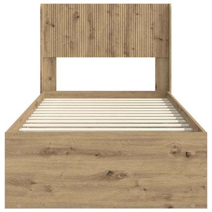 Sengestel med opbevaring og hovedgærde Artisan-eg 90 x 190 cm