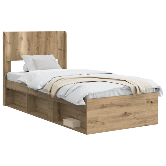 Sengestel med opbevaring og hovedgærde Artisan-eg 75 x 190 cm