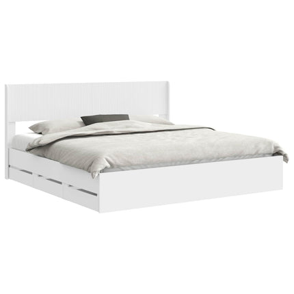 Sengestel med opbevaring og hovedgærde Hvid 200 x 200 cm