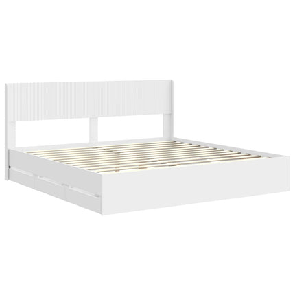 Sengestel med opbevaring og hovedgærde Hvid 200 x 200 cm