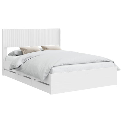 Sengestel med opbevaring og hovedgærde Hvid 160 x 200 cm