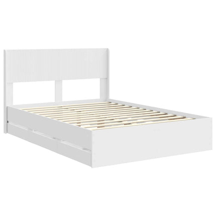 Sengestel med opbevaring og hovedgærde Hvid 160 x 200 cm