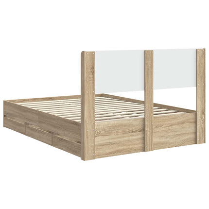 Sengestel med opbevaring og hovedgærde Sonoma-eg 160 x 200 cm