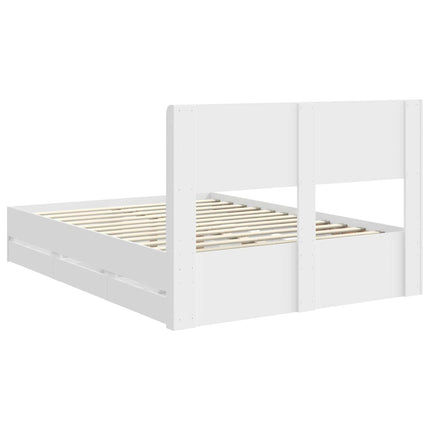 Sengestel med opbevaring og hovedgærde Hvid 150 x 200 cm