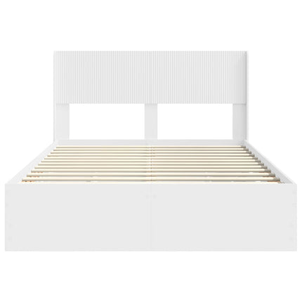 Sengestel med opbevaring og hovedgærde Hvid 150 x 200 cm