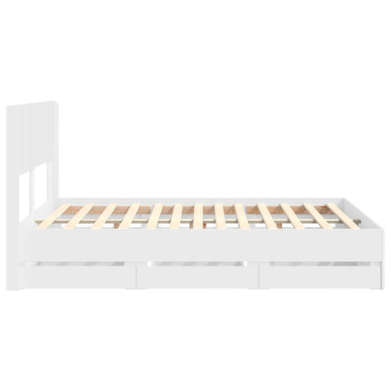 Sengestel med opbevaring og hovedgærde Hvid 150 x 200 cm