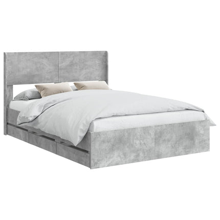 Sengestel med opbevaring og hovedgærde Betongrå 135 x 190 cm
