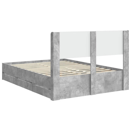 Sengestel med opbevaring og hovedgærde Betongrå 135 x 190 cm