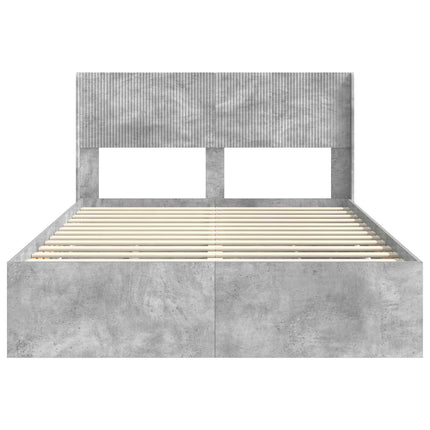 Sengestel med opbevaring og hovedgærde Betongrå 135 x 190 cm