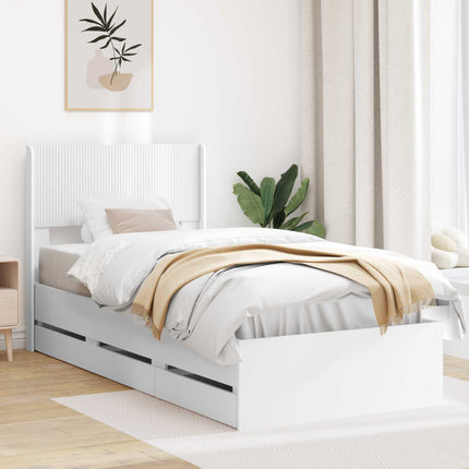 Sengestel med opbevaring og hovedgærde Hvid 100 x 200 cm