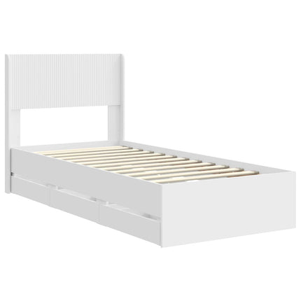 Sengestel med opbevaring og hovedgærde Hvid 90 x 190 cm