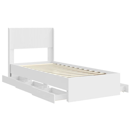 Sengestel med opbevaring og hovedgærde Hvid 90 x 190 cm