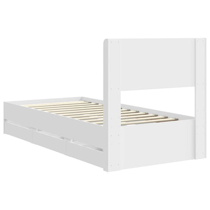 Sengestel med opbevaring og hovedgærde Hvid 90 x 190 cm