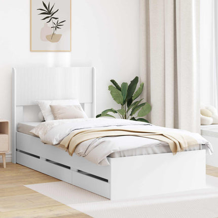 Sengestel med opbevaring og hovedgærde Hvid 75 x 190 cm
