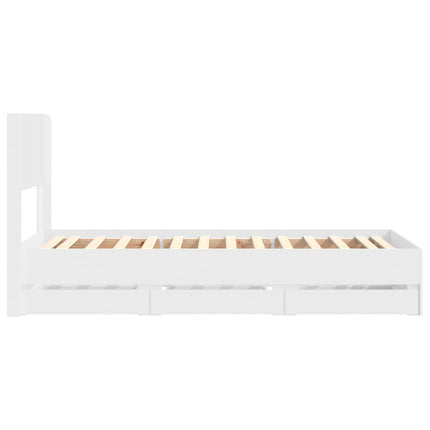 Sengestel med opbevaring og hovedgærde Hvid 75 x 190 cm