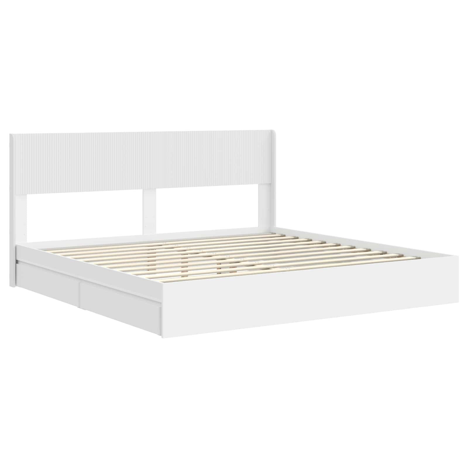 Sengestel med opbevaring og hovedgærde Hvid 180 x 200 cm