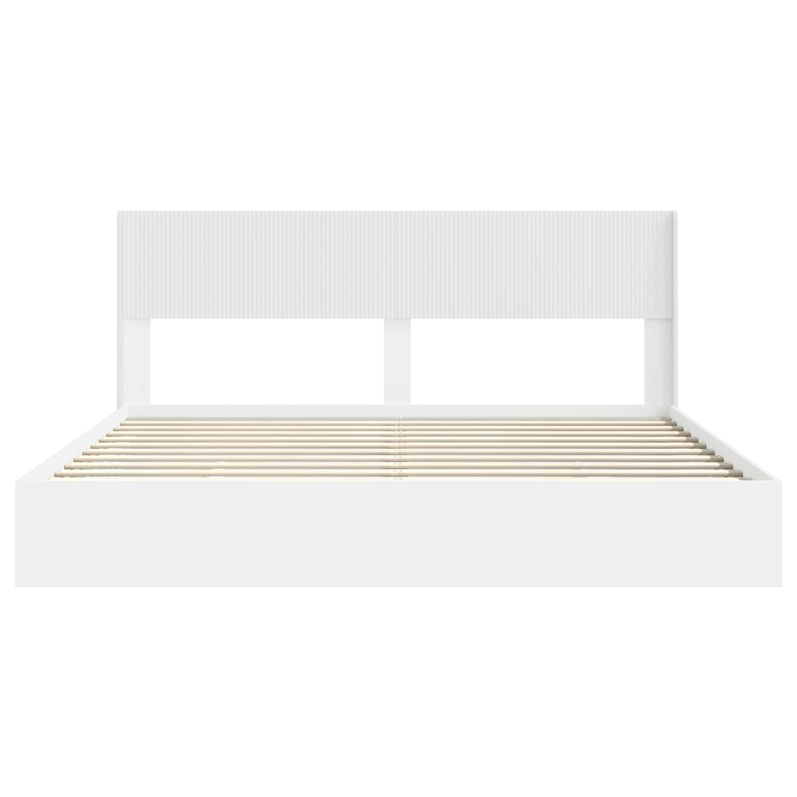 Sengestel med opbevaring og hovedgærde Hvid 180 x 200 cm