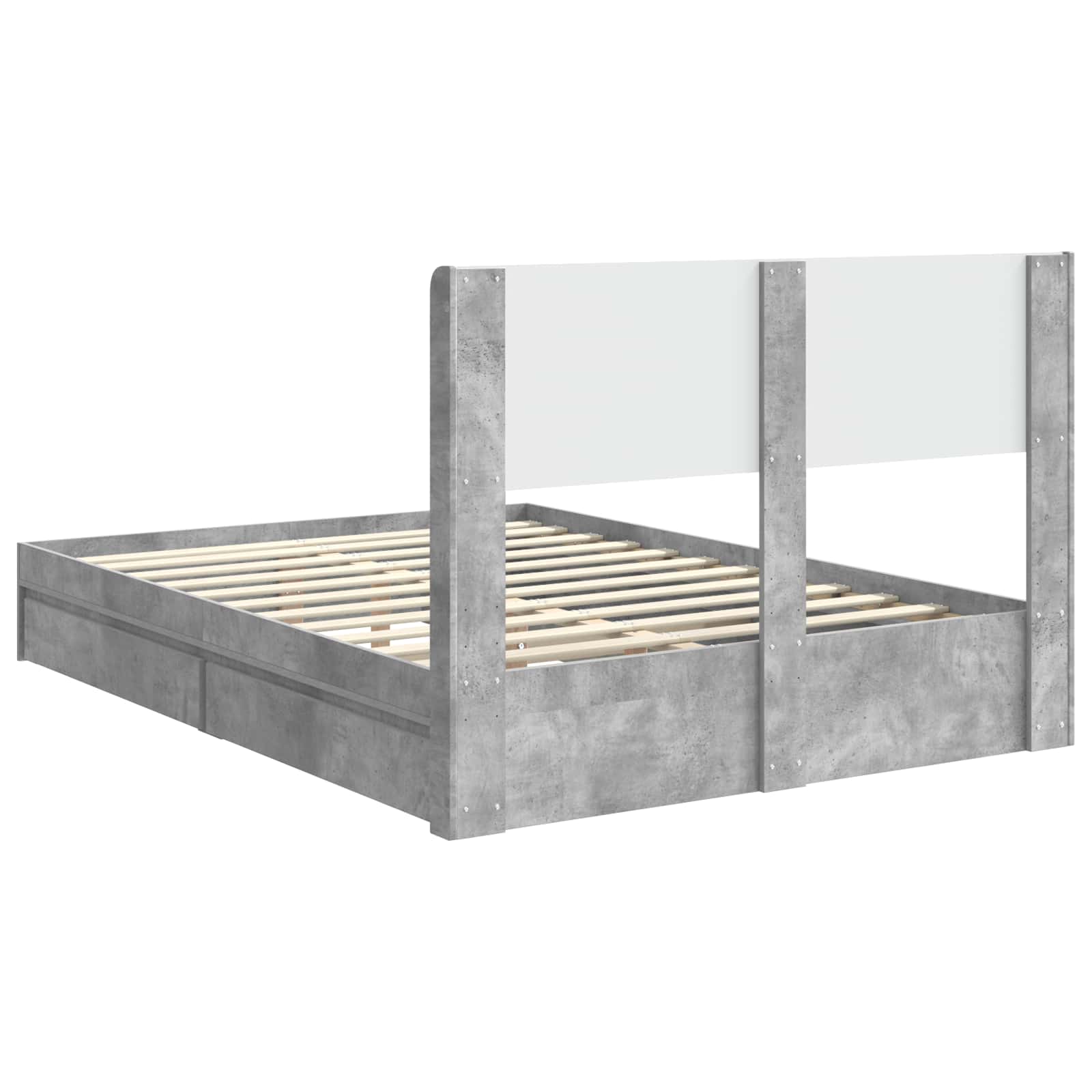 Sengestel med opbevaring og hovedgærde Betongrå 150 x 200 cm