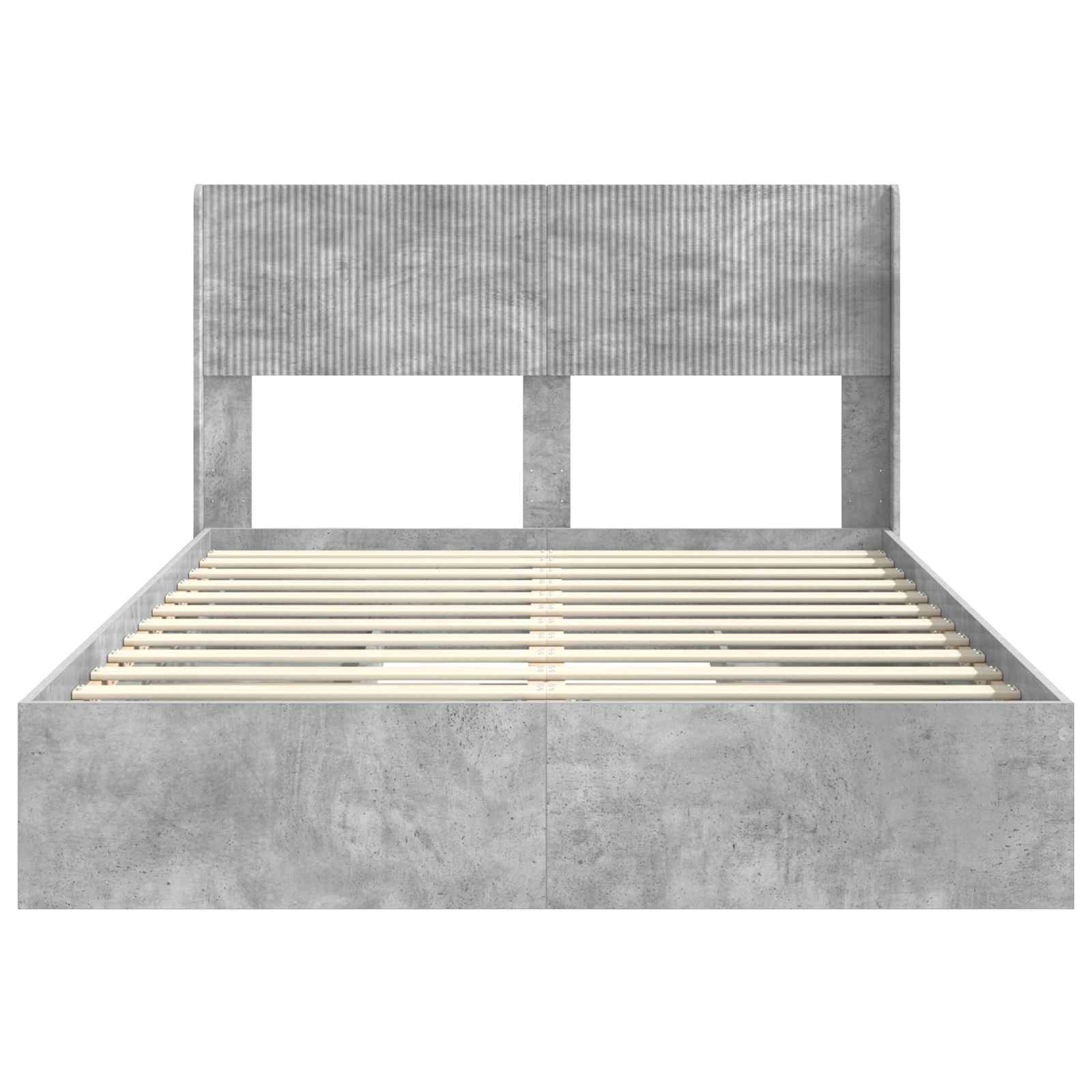 Sengestel med opbevaring og hovedgærde Betongrå 150 x 200 cm