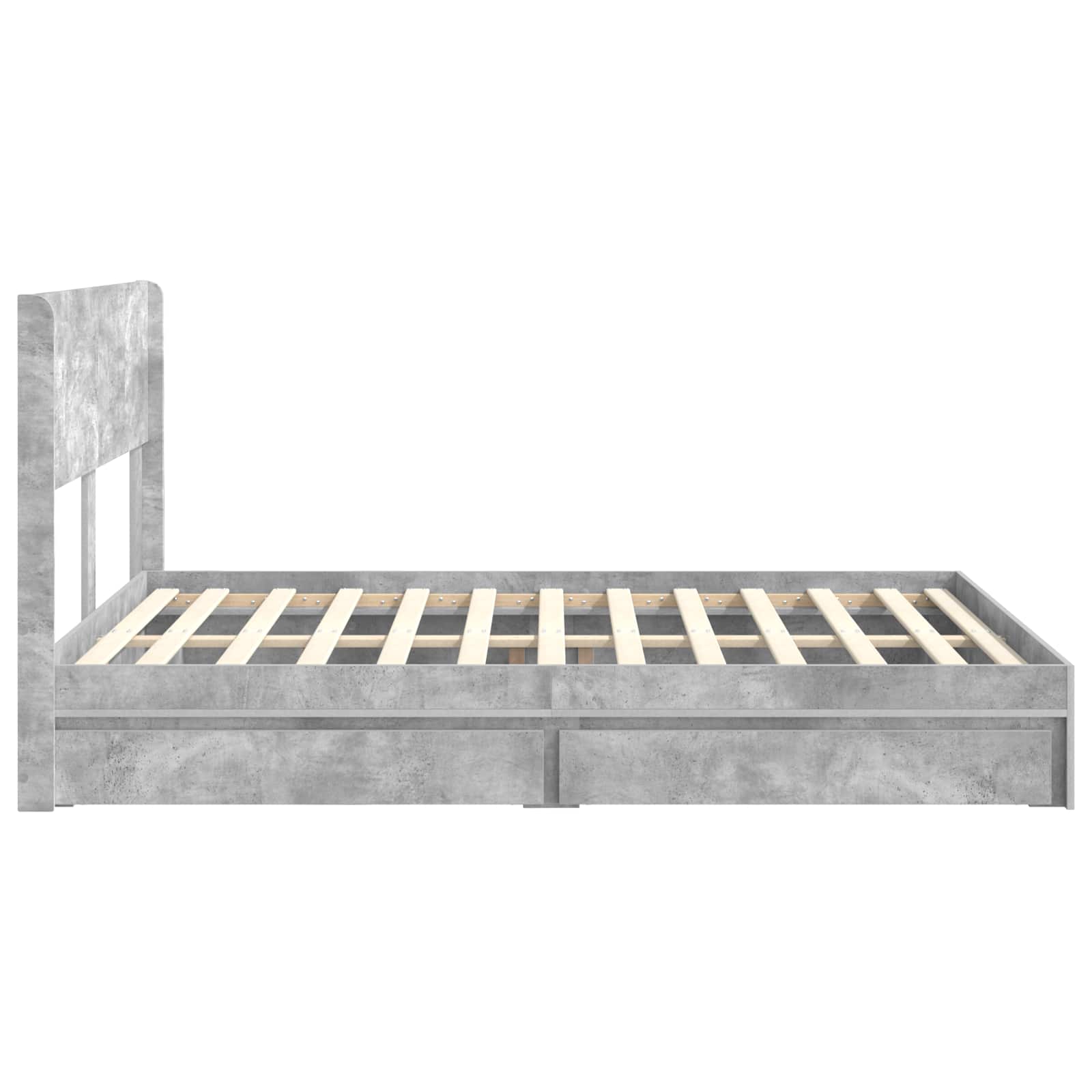 Sengestel med opbevaring og hovedgærde Betongrå 150 x 200 cm