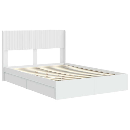 Sengestel med opbevaring og hovedgærde Hvid 140 x 200 cm