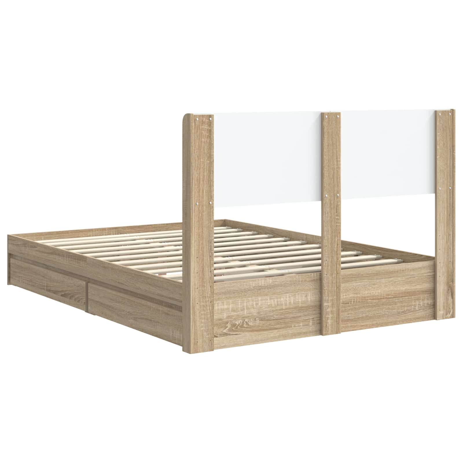 Sengestel med opbevaring og hovedgærde Sonoma-eg 140 x 200 cm