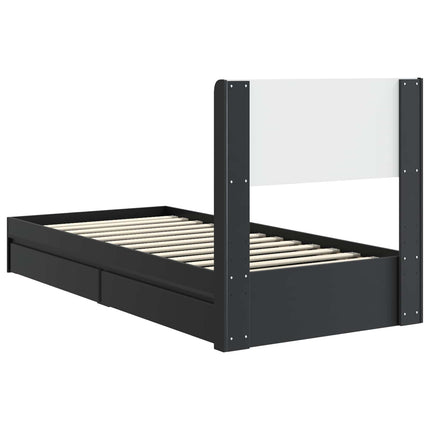 Sengestel med opbevaring og hovedgærde Sort 100 x 200 cm
